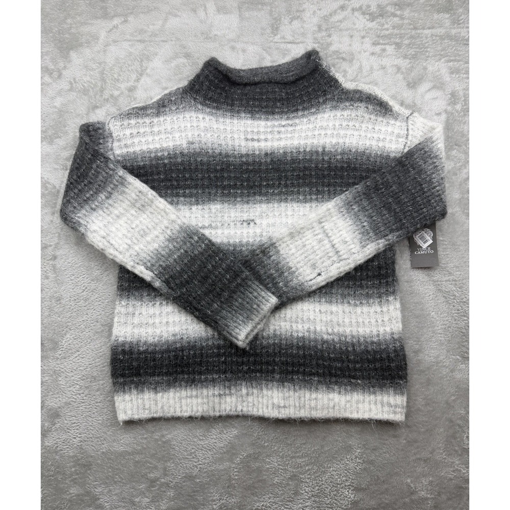 NEW Vince Camuto Womens Ombré Rich Black White Striped Sweater Size Medium